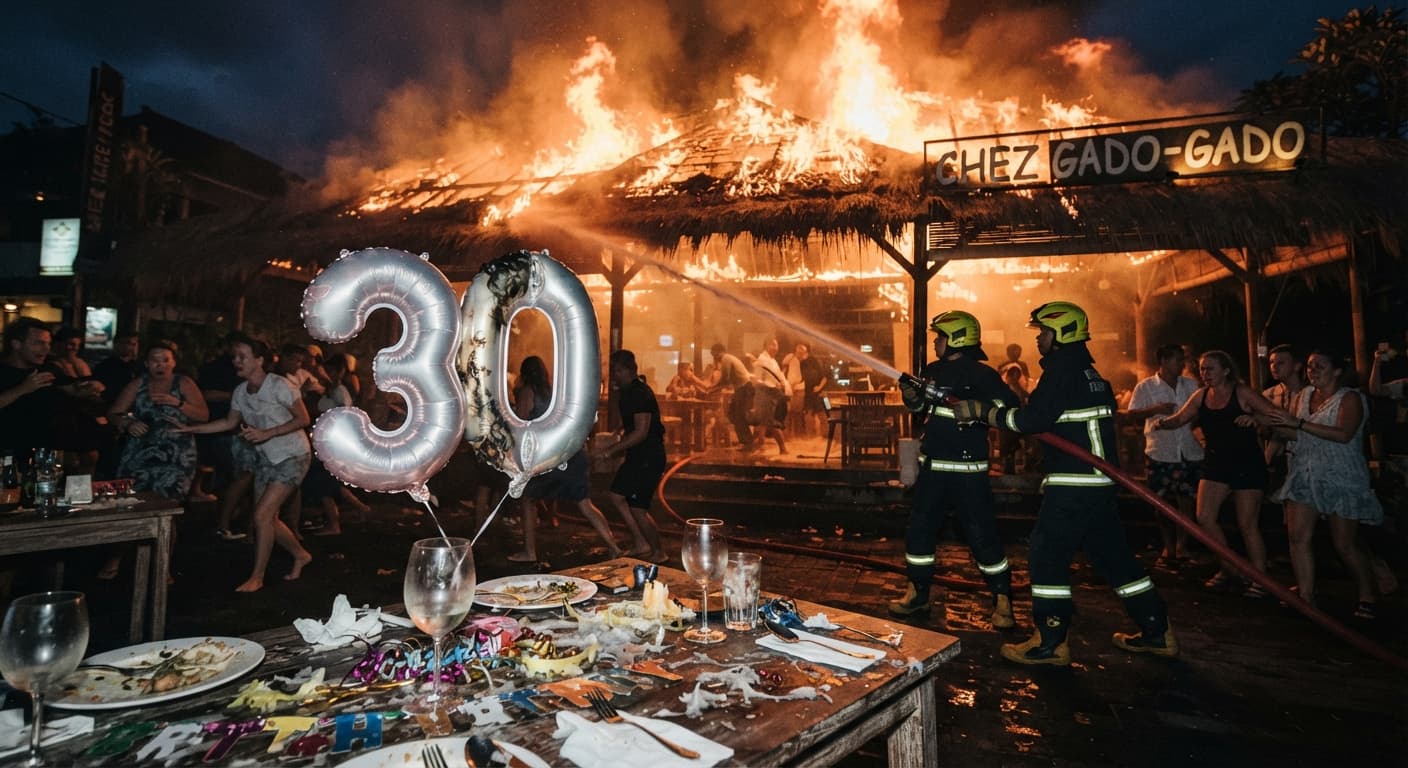 Helium Balloon Ignites Blaze at Chez Gado-Gado Restaurant in Seminyak