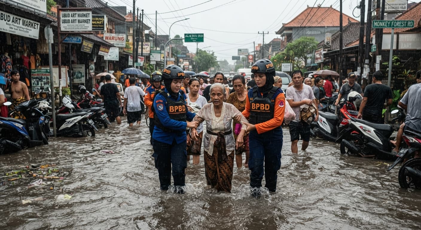 Traffic Chaos Erupts as Bali Faces Sudden Flooding in Ubud